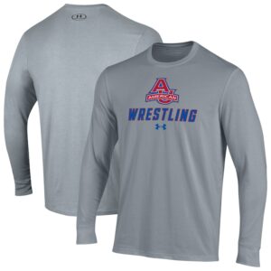 Men's Under Armour Gray American University Eagles Wrestling Performance Long Sleeve T-Shirt