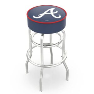 Atlanta Braves 25" Double Ring Chrome Swivel Counter Stool