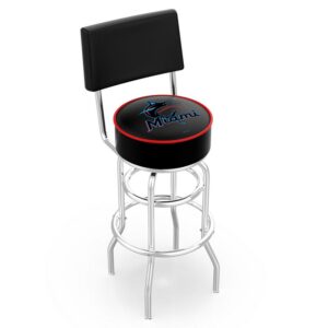Miami Marlins 25" Double Ring Chrome Swivel Counter Stool