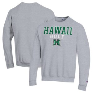 Men's Champion  Gray Hawaii Rainbow Warriors Powerblend Crewneck Sweatshirt