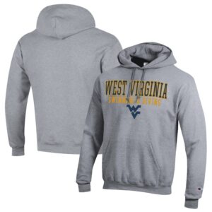 Men's Champion  Gray West Virginia Mountaineers Stacked Swim & Dive Powerblend Pullover Hoodie