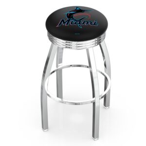 Silver Miami Marlins 25" Chrome Ringed Swivel Counter Stool