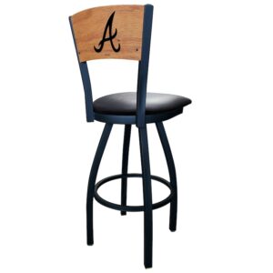 Black Atlanta Braves 30" Vinyl Swivel Laser Engraved Counter Stool