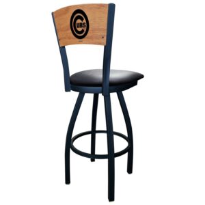 Black Chicago Cubs 30" Vinyl Swivel Laser Engraved Counter Stool