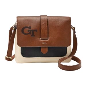 Fossil  Brown Georgia Tech Yellow Jackets Kinley Leather Small Crossbody Bag