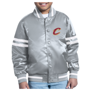Youth Starter Gray Cleveland Cavaliers City Team Logo Varsity Full-Snap Jacket