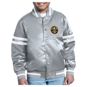 Youth Starter Gray Denver Nuggets City Team Logo Varsity Full-Snap Jacket