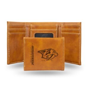 Brown Nashville Predators Laser Engraved Tri-Fold Wallet