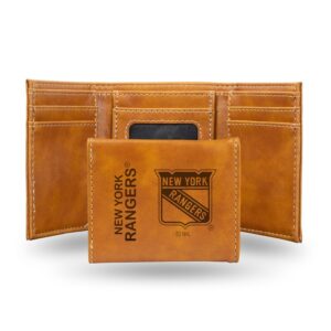 Brown New York Rangers Laser Engraved Tri-Fold Wallet