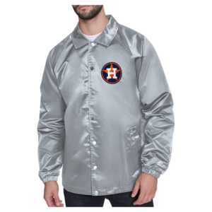 Men's Starter  Gray Houston Astros Shield Logo Raglan Coaches Full-Snap Jacket
