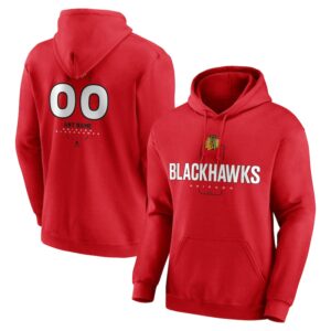 Men's Red Chicago Blackhawks Personalized Name & Number Midfielder Pullover Hoodie