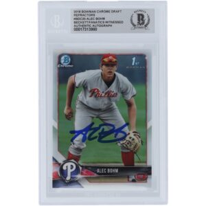 Alec Bohm Philadelphia Phillies Autographed 2018 Bowman Chrome Draft Refractor #BDC-25 Beckett Fanatics Witnessed Authenticated Card