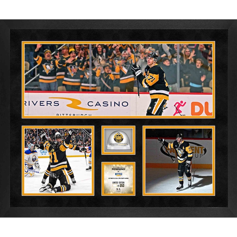 Evgeni Malkin Pittsburgh Penguins Framed 20" x 24" 500th NHL Goal Three-Photograph Collage with Game-Used Ice from 500th Goal Game - Limited Edition of 250