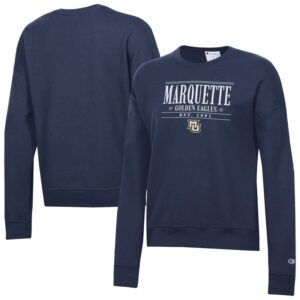 Women's Champion  Navy Marquette Golden Eagles Powerblend Pullover Sweatshirt