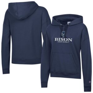 Women's Champion  Navy Howard Bison Powerblend Fleece Pullover Hoodie