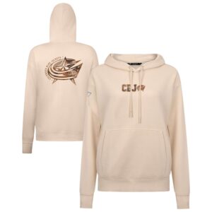 Women's Levelwear Khaki Columbus Blue Jackets Desert Camo Adorn Battalion Pullover Hoodie