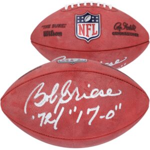 Bob Griese Miami Dolphins Autographed Full Color Duke Football with "'72/ "17-0" Inscription