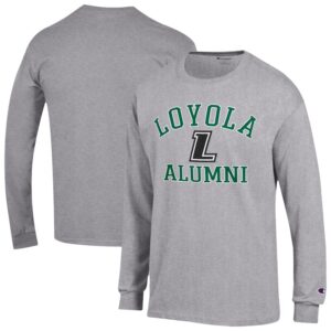 Men's Champion Gray Loyola Greyhounds Alumni Arched Long Sleeve T-Shirt