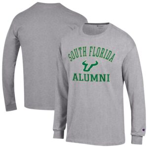 Men's Champion Gray South Florida Bulls Alumni Arched Long Sleeve T-Shirt