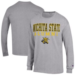 Men's Champion Gray Wichita State Shockers Stacked Alumni Long Sleeve T-Shirt