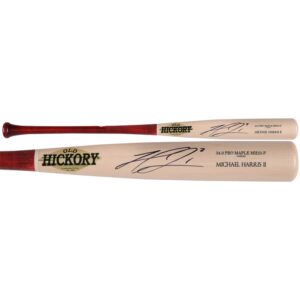 Michael Harris II Atlanta Braves Autographed Player-Issued Tan Old Hickory Bat from the 2024 MLB Season