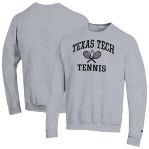 Men's Champion Gray Texas Tech Red Raiders Tennis Icon Powerblend Pullover Sweatshirt