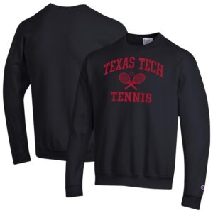 Men's Champion Black Texas Tech Red Raiders Tennis Icon Powerblend Pullover Sweatshirt