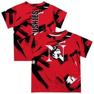 Toddler Vive La Fete  Red Northeastern Huskies Paint Brush T-Shirt