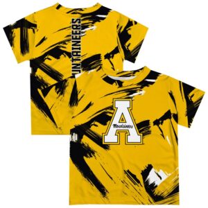 Youth Vive La Fete Gold Appalachian State Mountaineers Paint Brush T-Shirt