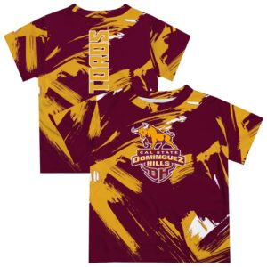 Youth Vive La Fete Red Cal State Dominguez Hills Toros Paint Brush T-Shirt