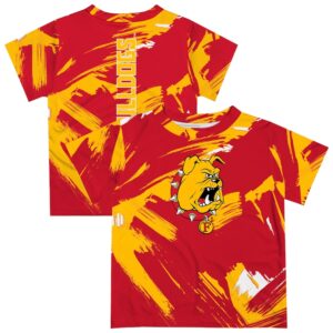 Youth Vive La Fete Crimson Ferris State Bulldogs Paint Brush T-Shirt