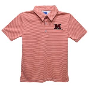 Youth Vive La Fete  Red Miami University RedHawks Pencil Stripe Polo