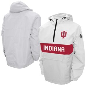 Men's Franchise Club White Indiana Hoosiers Alpha Anorak Quarter-Zip Pullover Hoodie Jacket