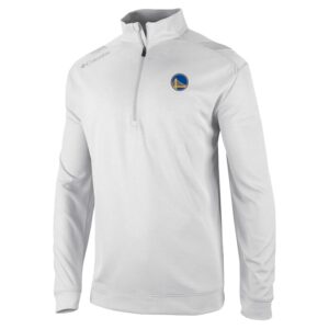 Men's Columbia White Golden State Warriors Oakland Downs Quarter-Zip Pullover