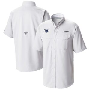 Men's Columbia White Charlotte Hornets Omni-Wick Low Drag Offshore Button-Up Shirt