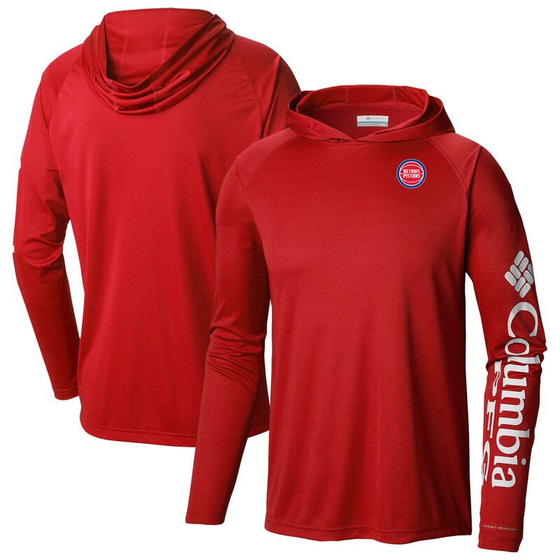 Men's Columbia Red Detroit Pistons Terminal Tackle Long Sleeve Hoodie T-Shirt