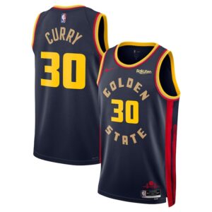 Youth Nike Stephen Curry Navy Golden State Warriors 2024/25 Swingman Badge Player Jersey - City Edition