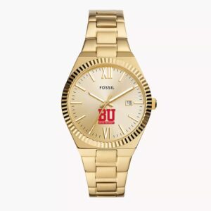 Women's Fossil Gold Boston University Scarlette Three-Hand Stainless Steel Watch