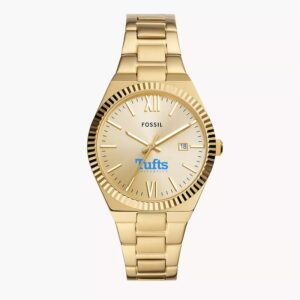 Women's Fossil Gold Tufts University Jumbos Scarlette Three-Hand Stainless Steel Watch