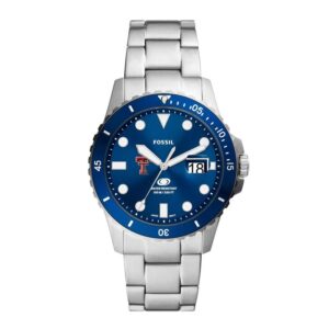 Men's Fossil  Silver Texas Tech Red Raiders Dive Three-Hand Date Stainless Steel Watch