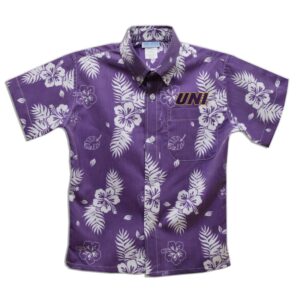 Toddler Vive La Fete Purple Northern Iowa Panthers Hawaiian Print Button-Down Shirt