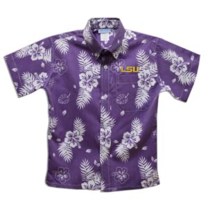 Toddler Vive La Fete Purple LSU Shreveport Pilots Hawaiian Print Button-Down Shirt