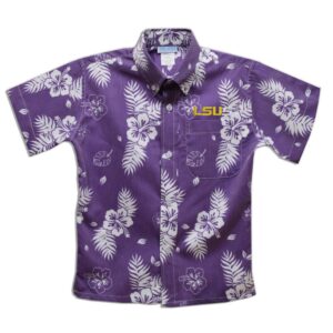 Youth Vive La Fete  Purple LSU Shreveport Pilots Hawaiian Print Button-Down Shirt