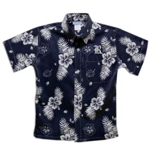 Youth Vive La Fete  Navy Rice Owls Hawaiian Print Button-Down Shirt