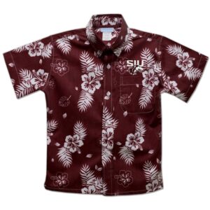 Youth Vive La Fete  Maroon Southern Illinois Salukis Hawaiian Print Button-Down Shirt