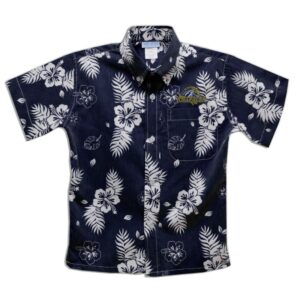 Youth Vive La Fete  Blue University of New Haven Chargers Hawaiian Print Button-Down Shirt