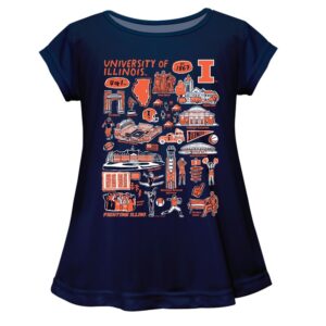 Girls Youth Vive La Fete  Navy Illinois Fighting Illini Impressions Artwork A-Line Top