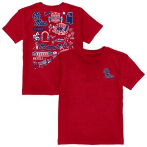 Youth Vive La Fete Red Ole Miss Rebels Impressions Artwork T-Shirt