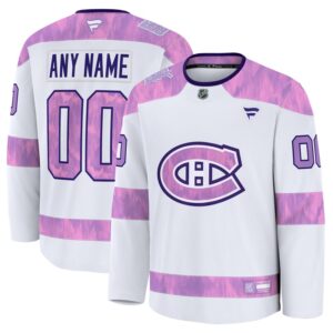 Men's Fanatics  White Montreal Canadiens 2024 Hockey Fights Cancer Custom Practice Jersey