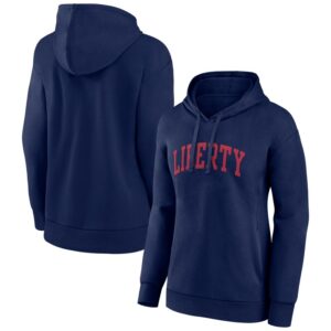 Women's Navy Liberty Flames Arch Pullover Hoodie